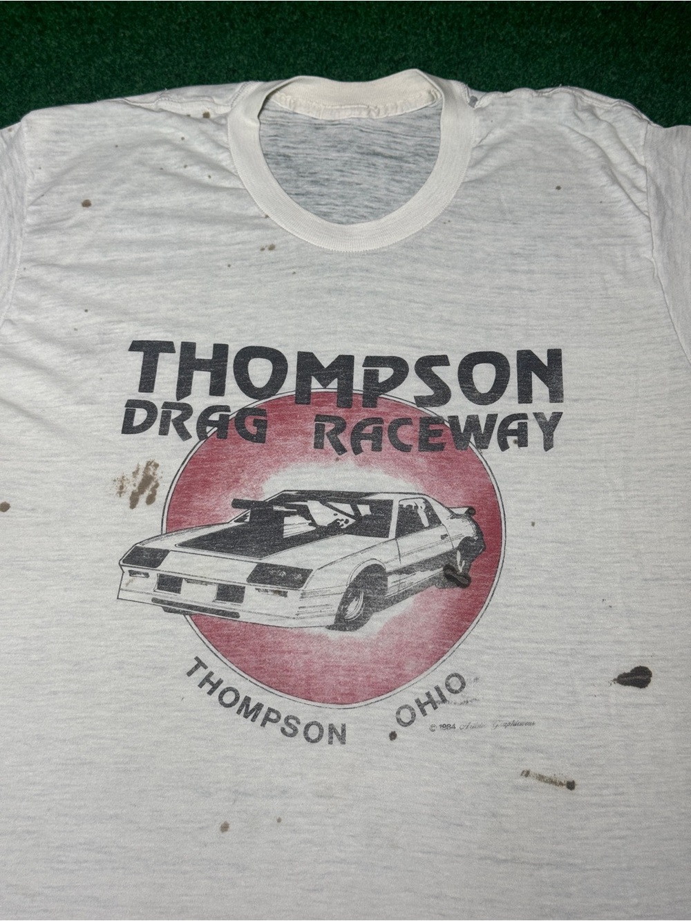 Vintage 70s 80s Drag Racing T-shirt, Paper Thin Americana Thompson Ohio Raceway